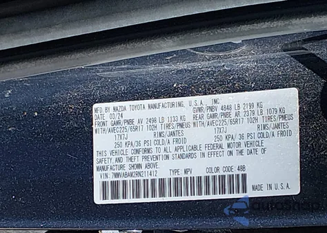 2024 Mazda Cx-50 2.5 S Select z USA, uszkodzony, nr VIN 7MMVABAM2RN211412